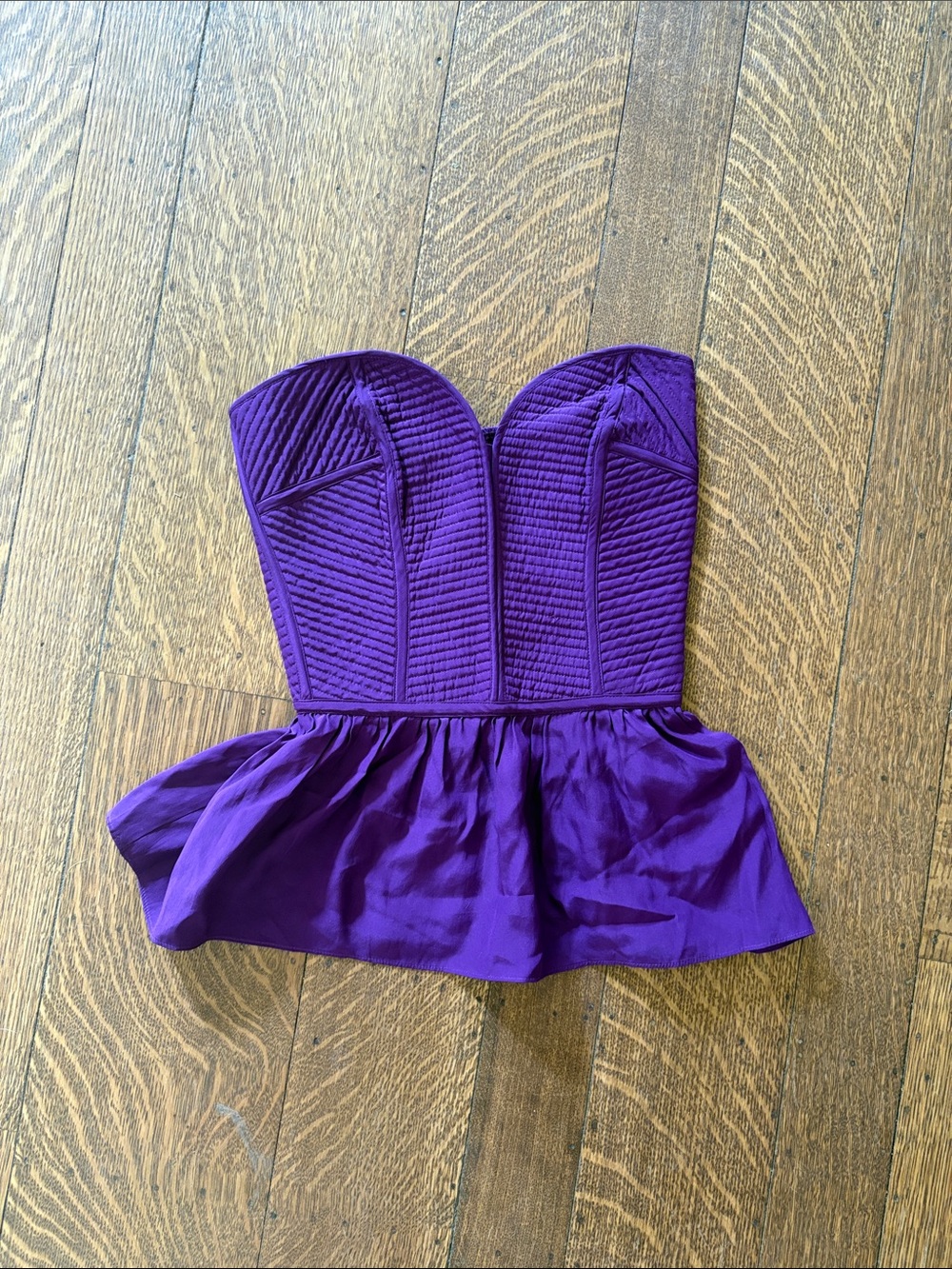 Parker Strapless Peplum Bustier Top in Vibrant Purple